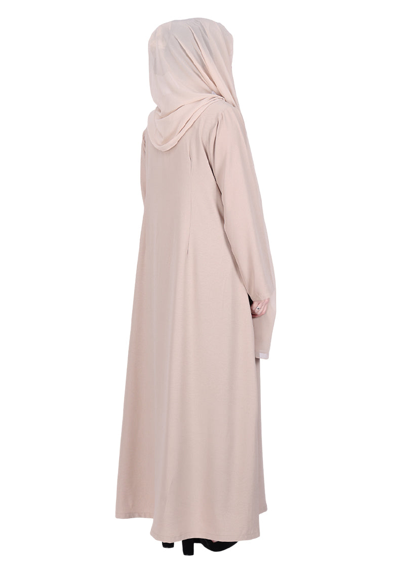 Being Muslims Sleek Abaya with Zipper and Pockets Beige