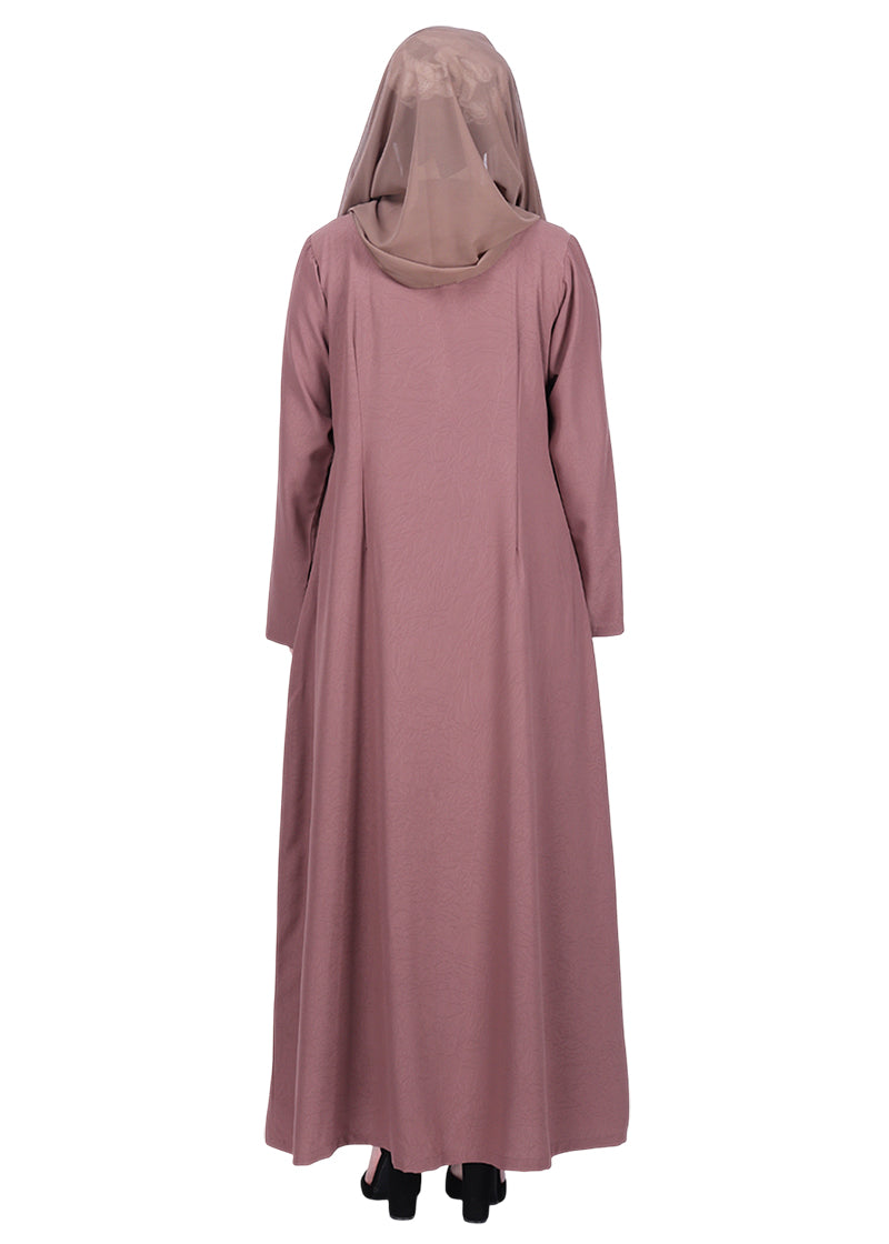 Being Muslims Sleek Abaya with Zipper and Pockets Burnish Brown