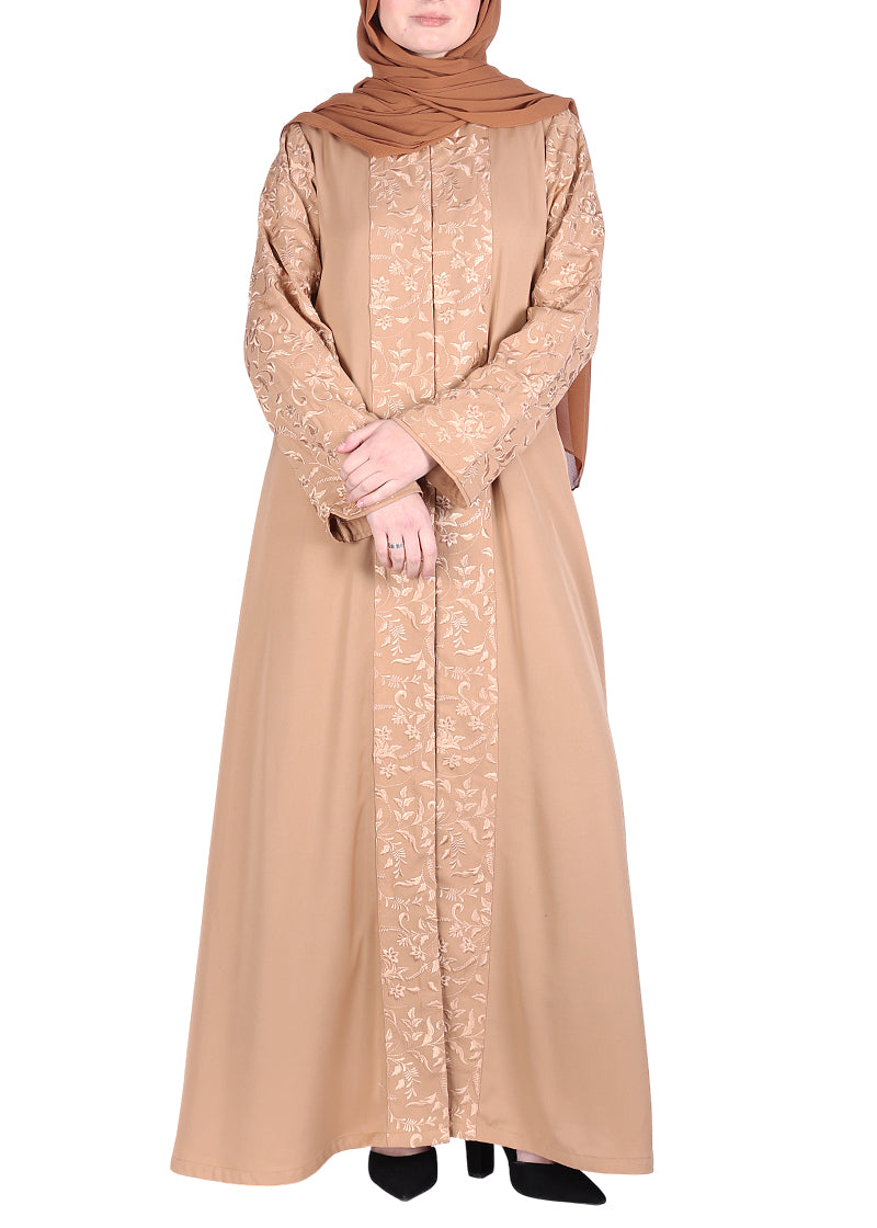 Being Muslims Abaya with Magnificent Rich Embroidery Beige