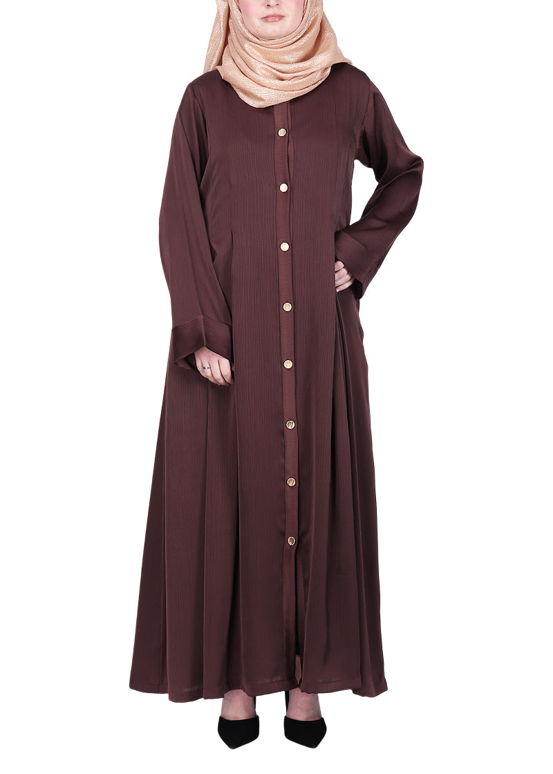 Being Muslims Simple n Stylish Front Open Abaya Brown