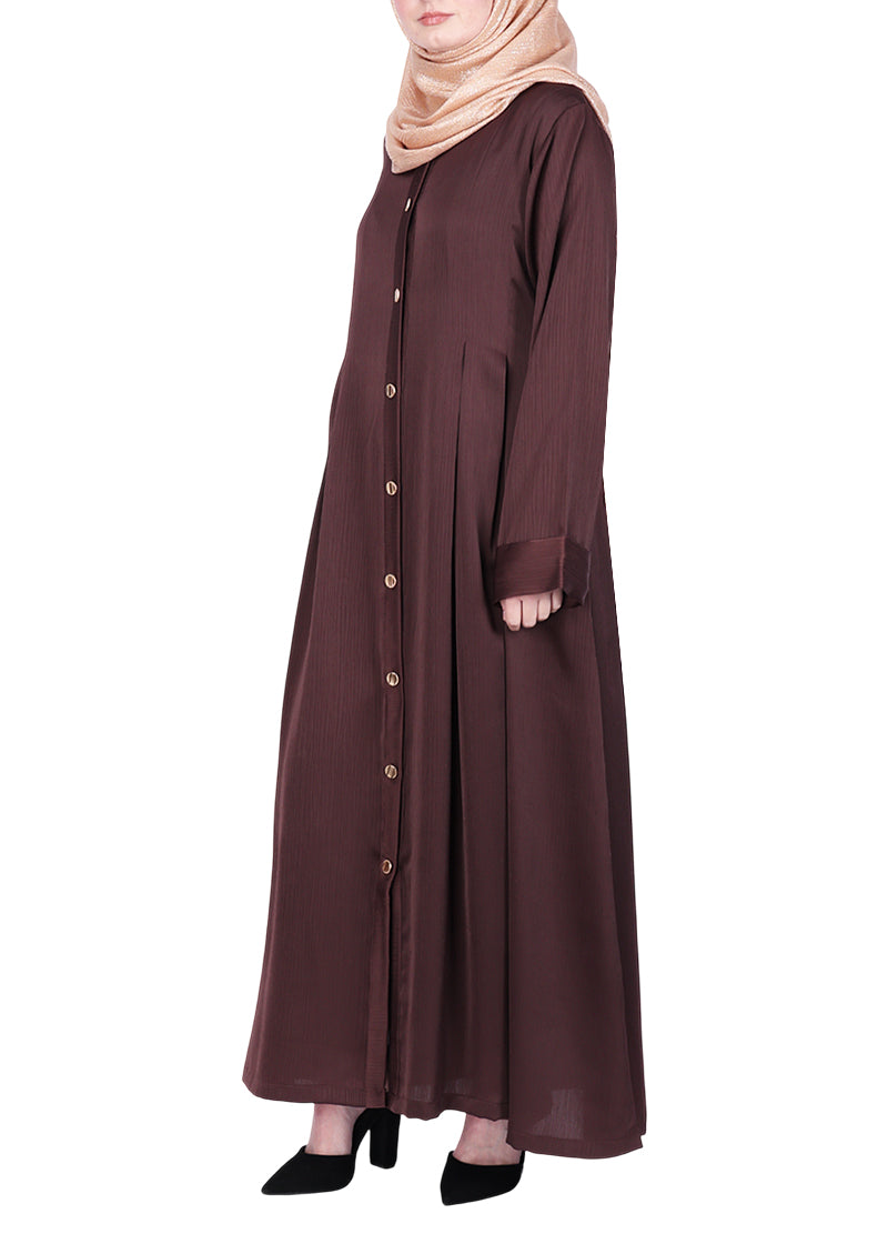 Being Muslims Simple n Stylish Front Open Abaya Brown
