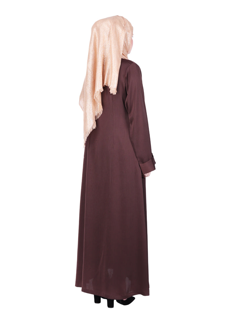 Being Muslims Simple n Stylish Front Open Abaya Brown