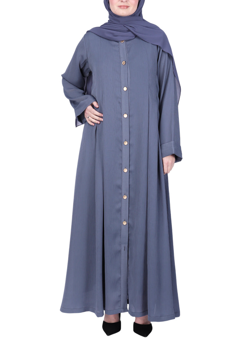 Being Muslims Simple n Stylish Front Open Abaya Light Grey