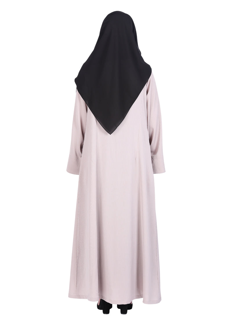 BeingMuslims Flowy Distinguished Abaya Light Beige