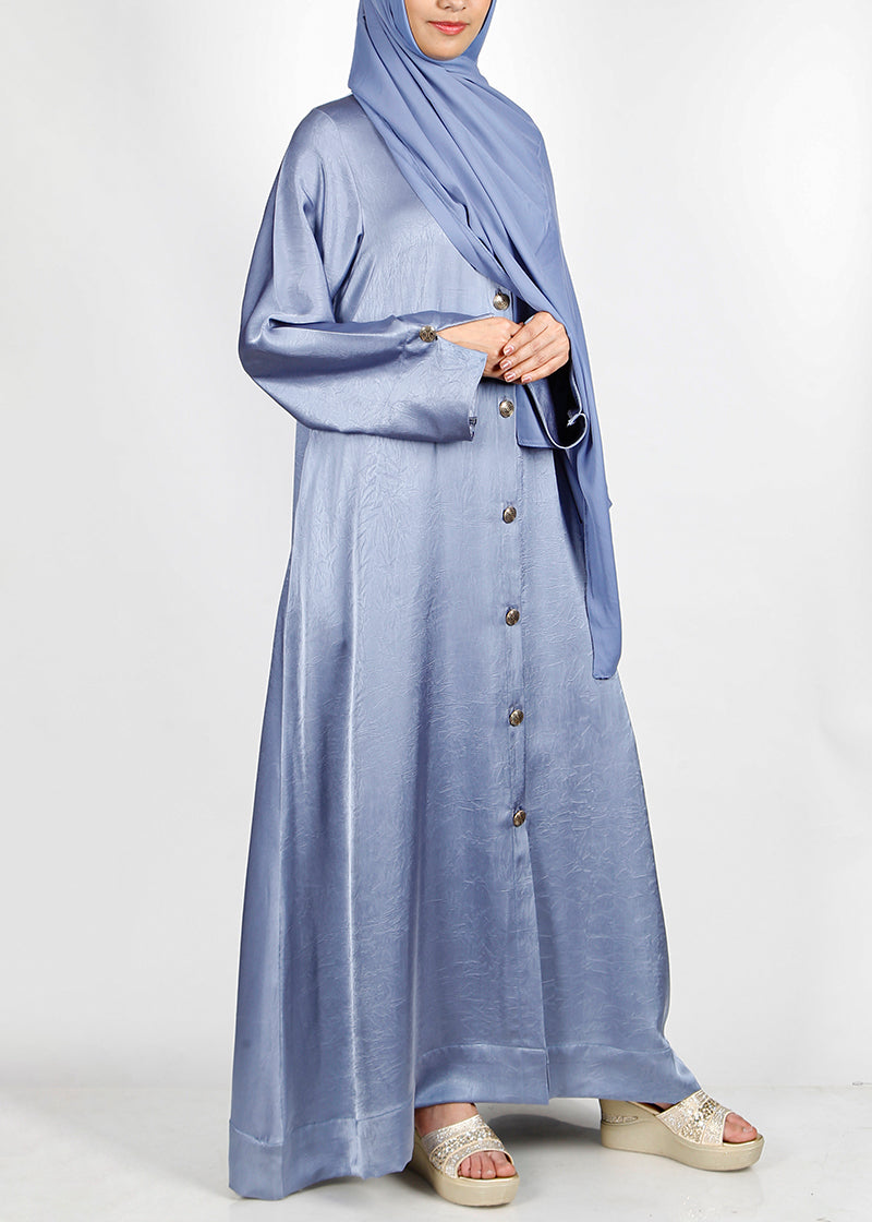 BeingMuslims Textured Elite Crush Abaya Bluish Grey