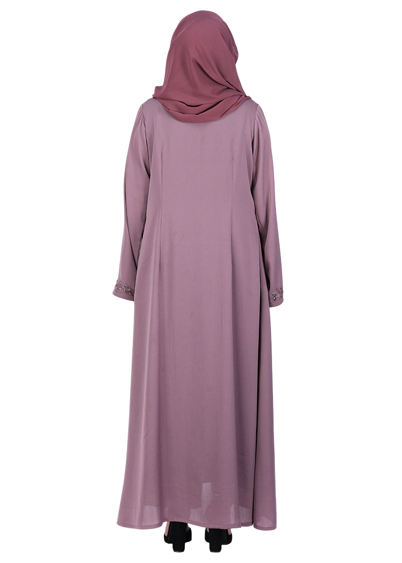 BeingMuslims Abaya with Rich Intricate Hand Embroidery Purple