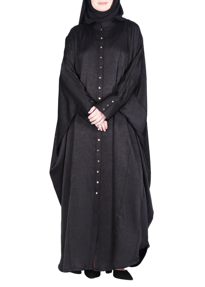 BeingMuslims Lustrous Front Open Buttoned Kaftan Black