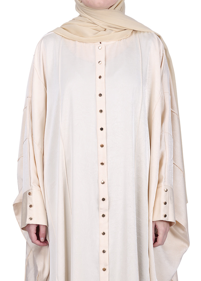BeingMuslims Lustrous Front Open Buttoned Kaftan Cream