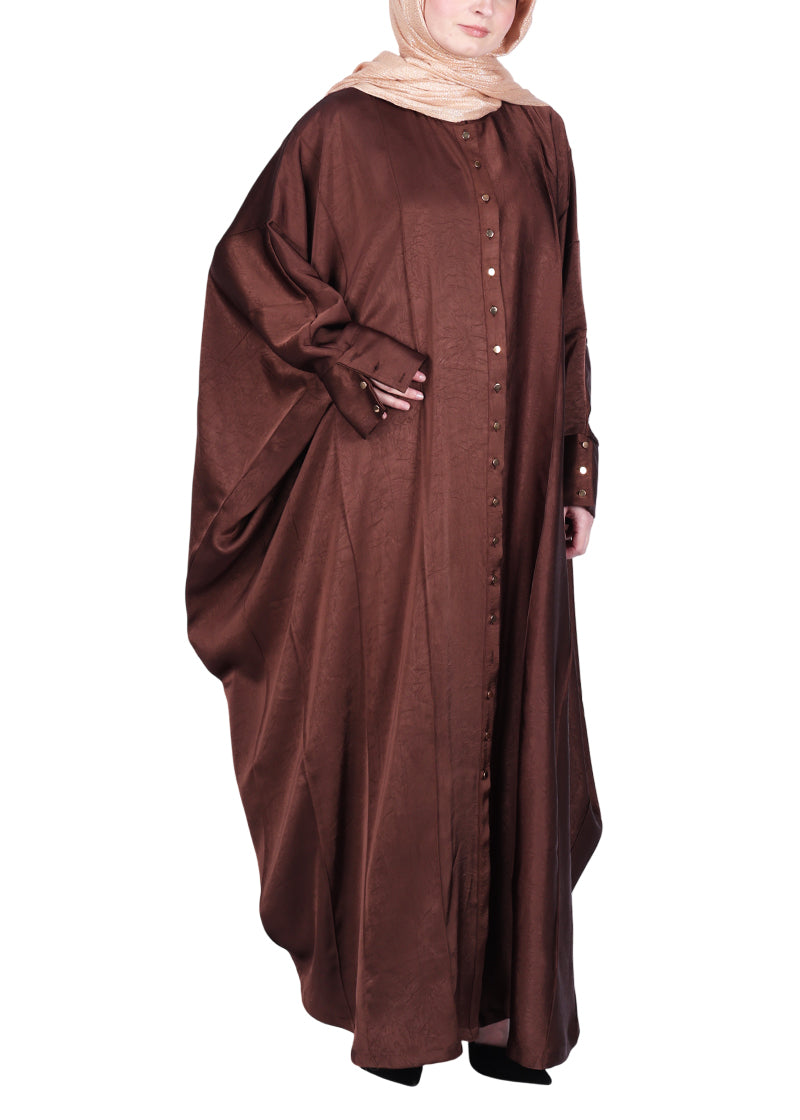 BeingMuslims Lustrous Front Open Buttoned Kaftan Brown
