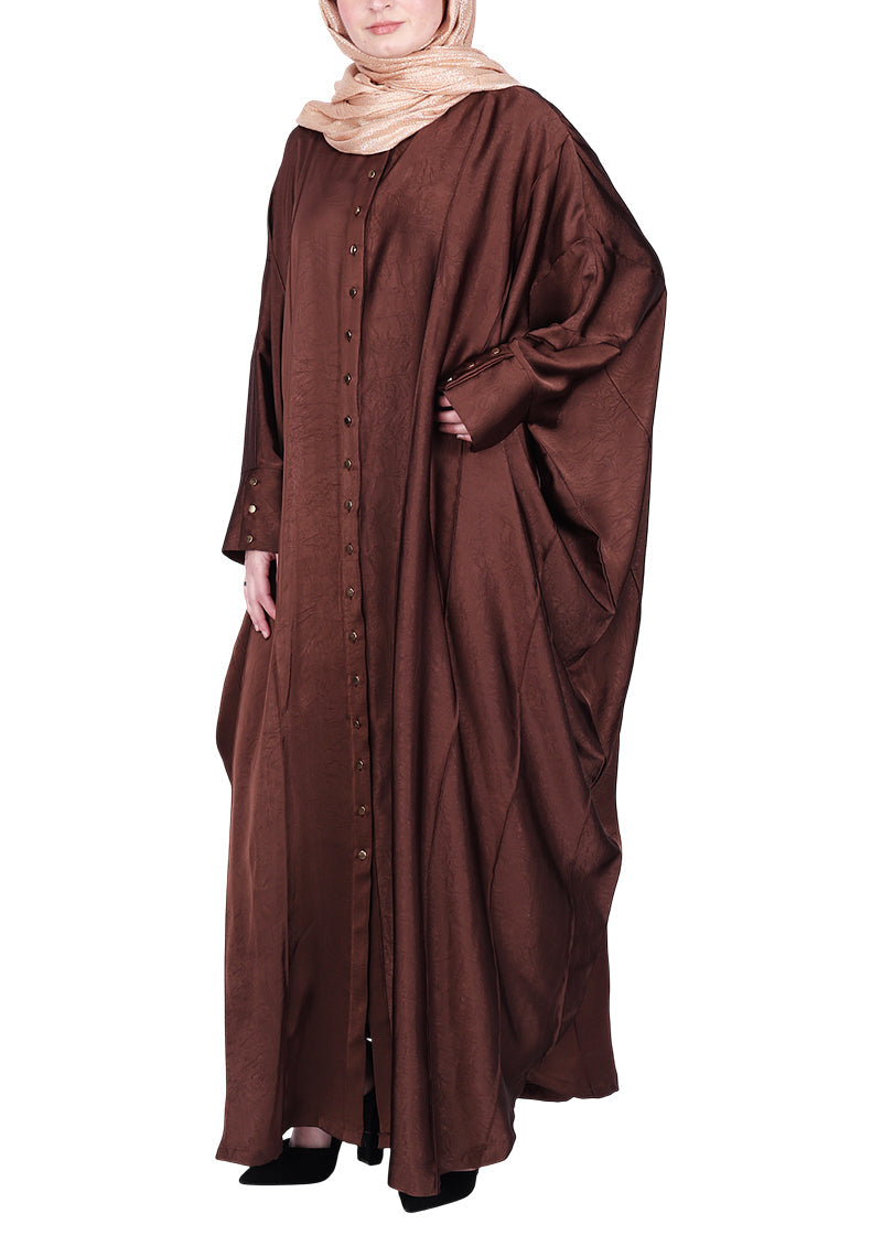 BeingMuslims Lustrous Front Open Buttoned Kaftan Brown