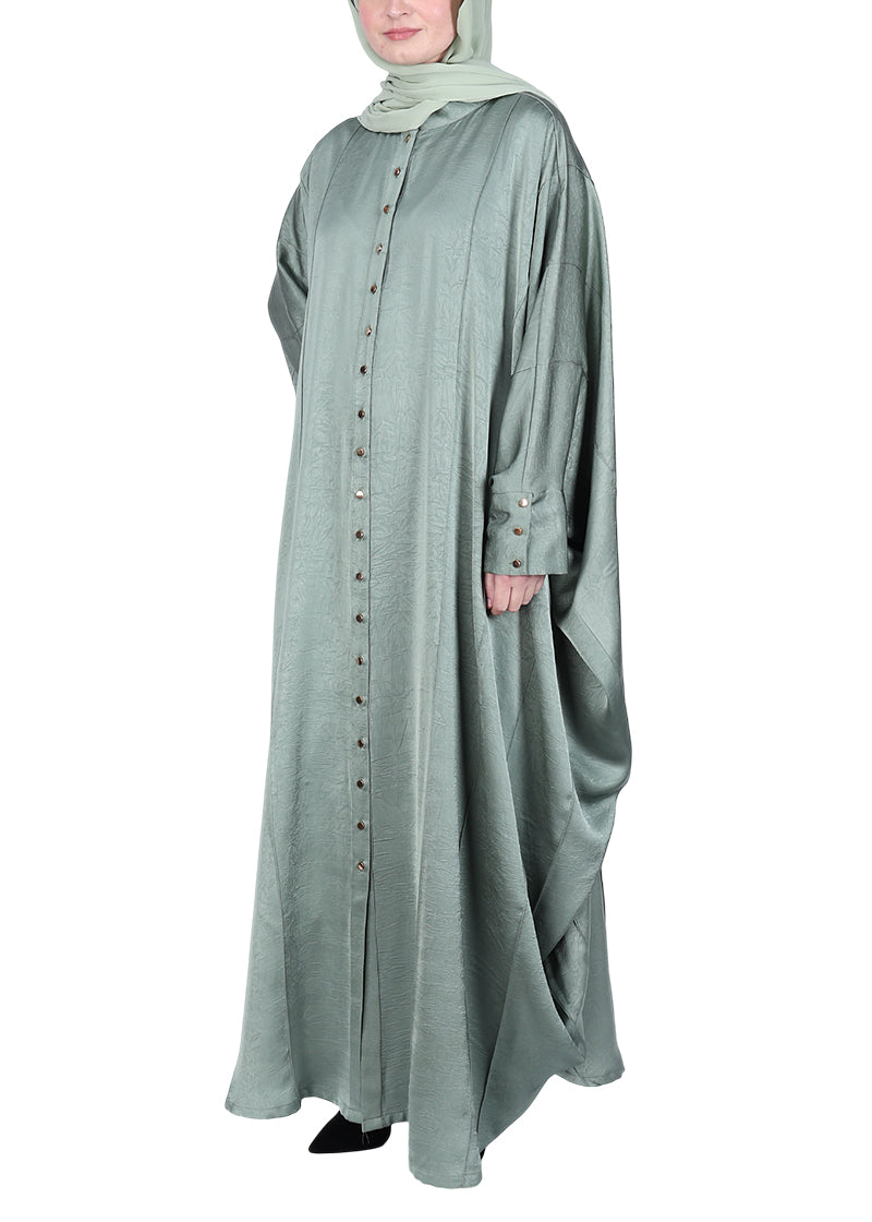 BeingMuslims Lustrous Front Open Buttoned Kaftan Mint