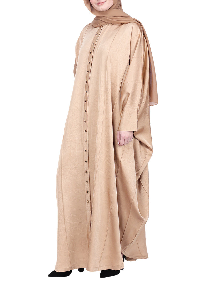 BeingMuslims Lustrous Front Open Buttoned Kaftan Beige