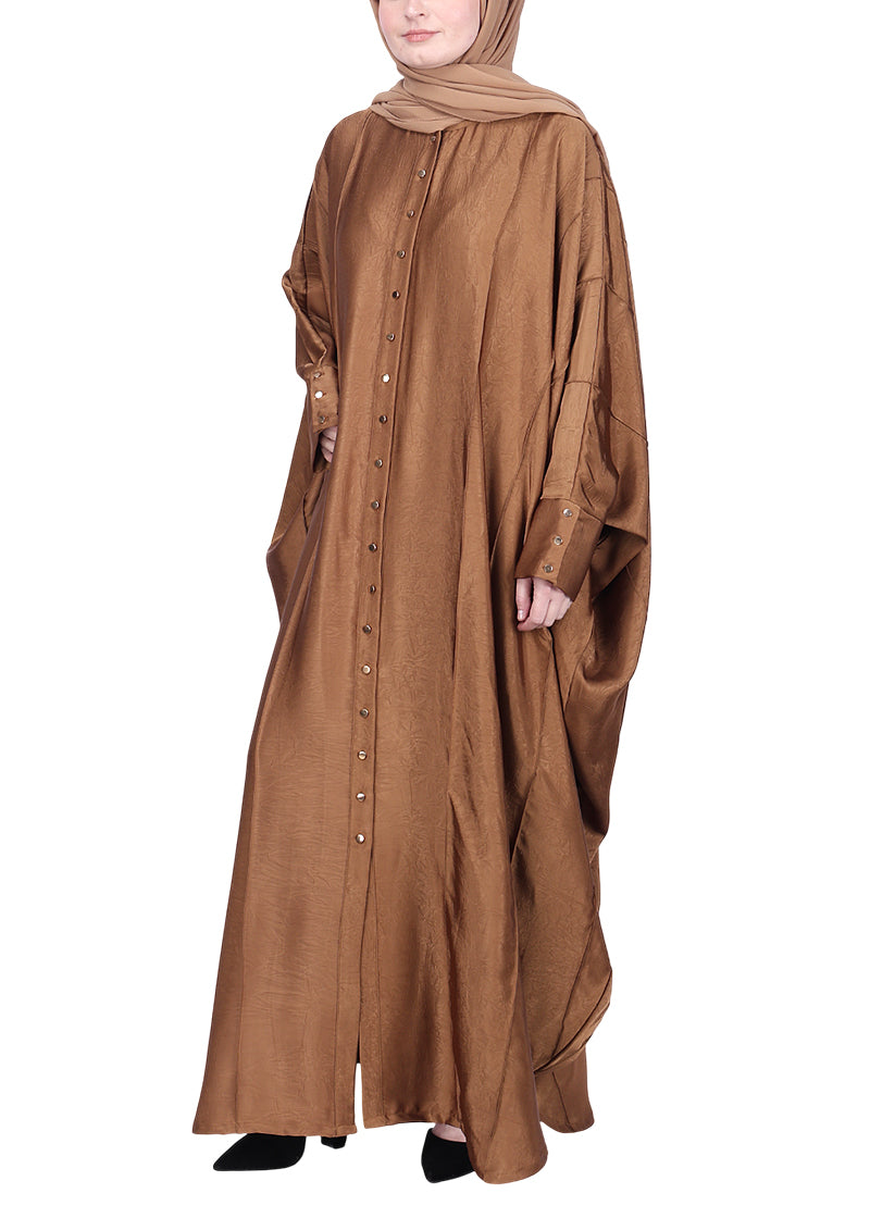 BeingMuslims Lustrous Front Open Buttoned Kaftan Gold