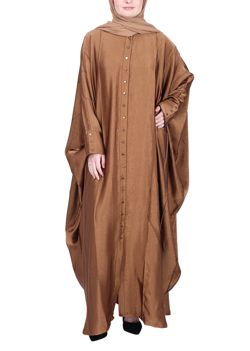 BeingMuslims Lustrous Front Open Buttoned Kaftan Gold
