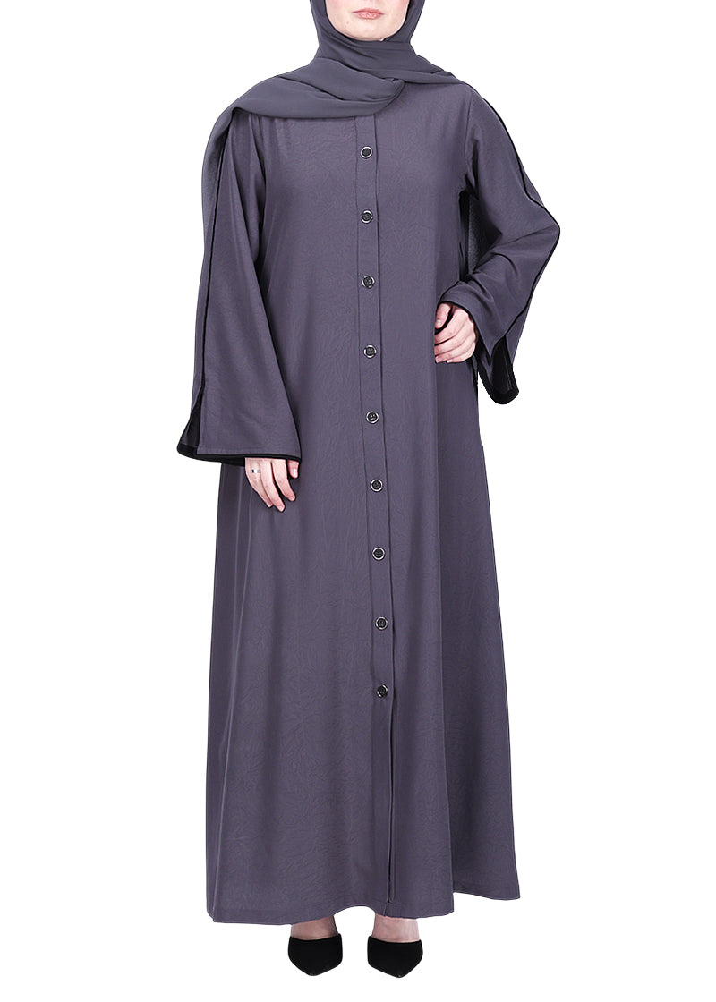 BeingMuslims Sophisticated Abaya with Back Piping. Pink