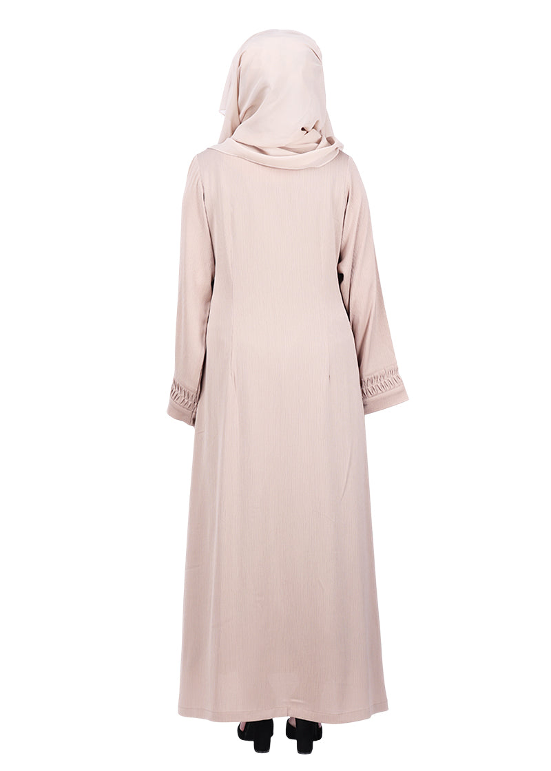BeingMuslims Sleek Abaya with Designer Sleeves Beige