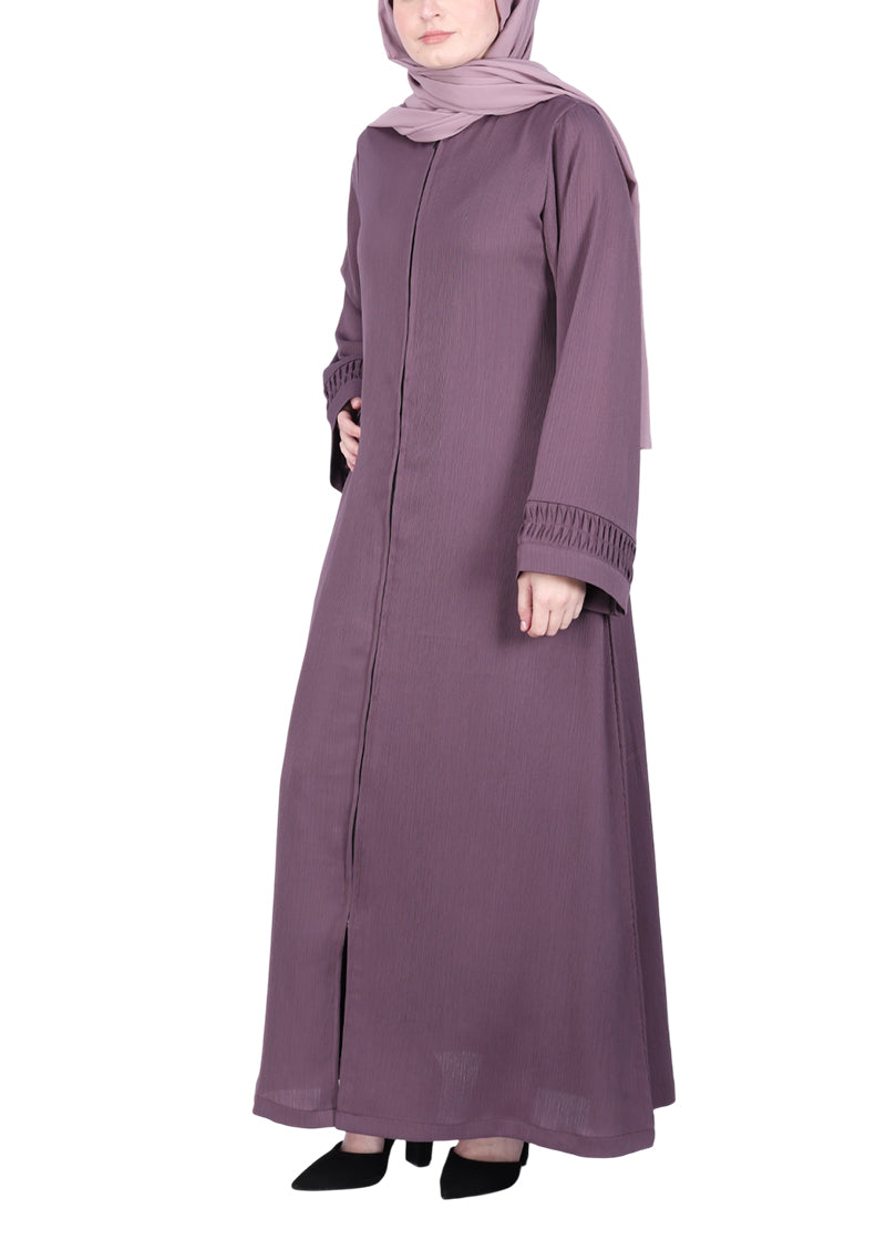 BeingMuslims Sleek Abaya with Designer Sleeves Light Purple