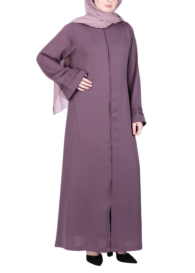 BeingMuslims Sleek Abaya with Designer Sleeves Light Purple