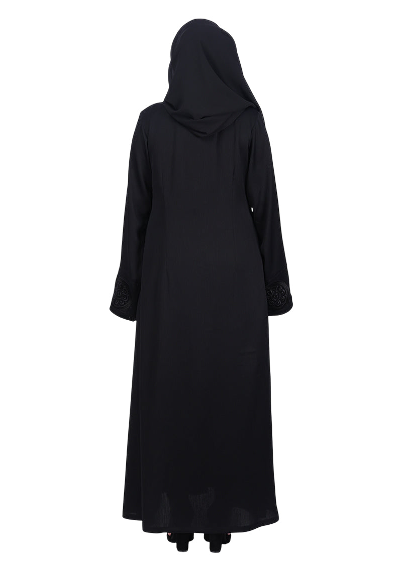 BeingMuslims Extraordinary Abaya Golden Circular Medallion Motifs Black