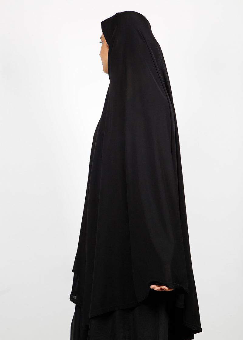 BeingMuslims Khimar without Sleeves in Rich Black Black Pack of 10
