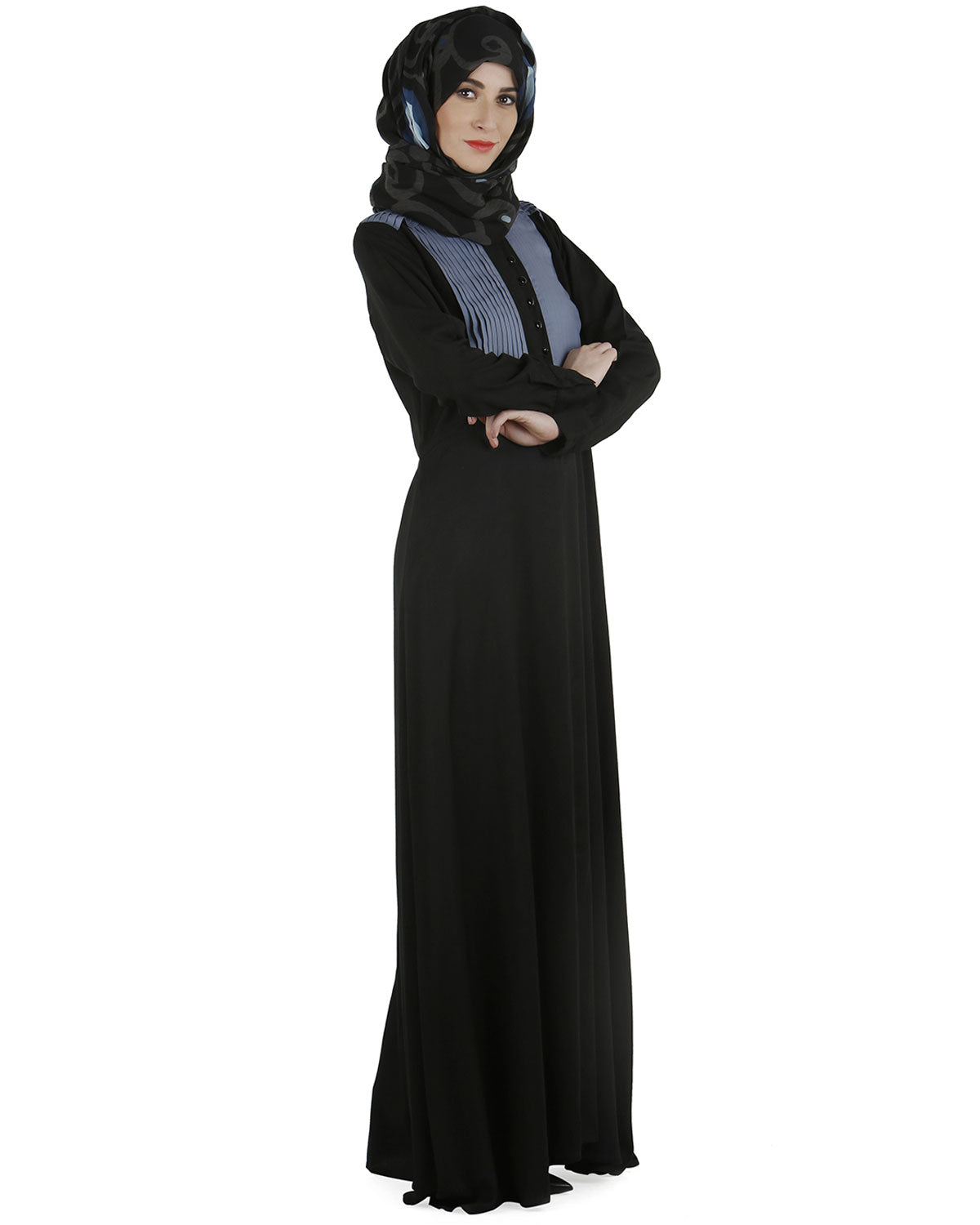 Pleated Abaya Black