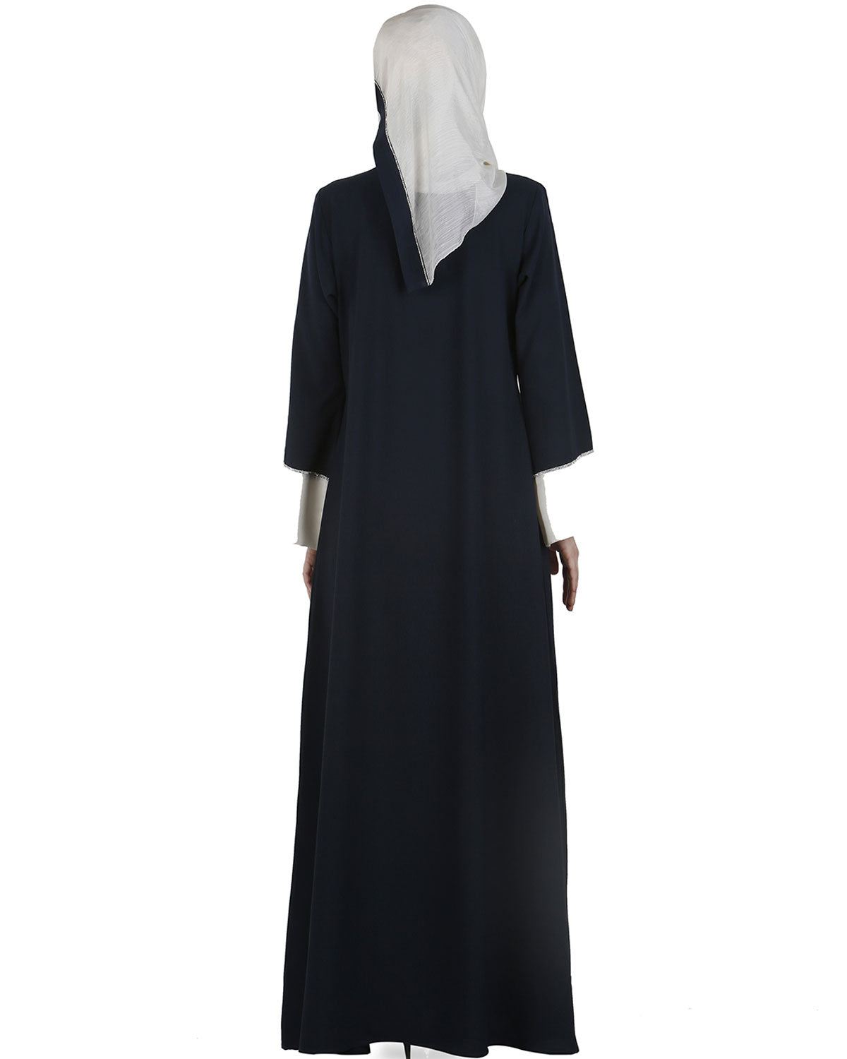 Dashing Navy and white abaya with swarovski lining