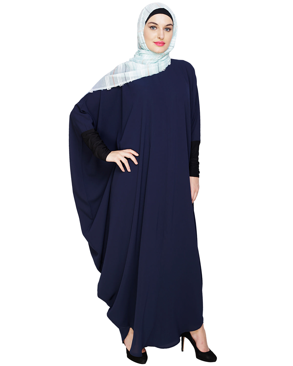 Quirky Jersy Sleeve Black Kaftan Wine