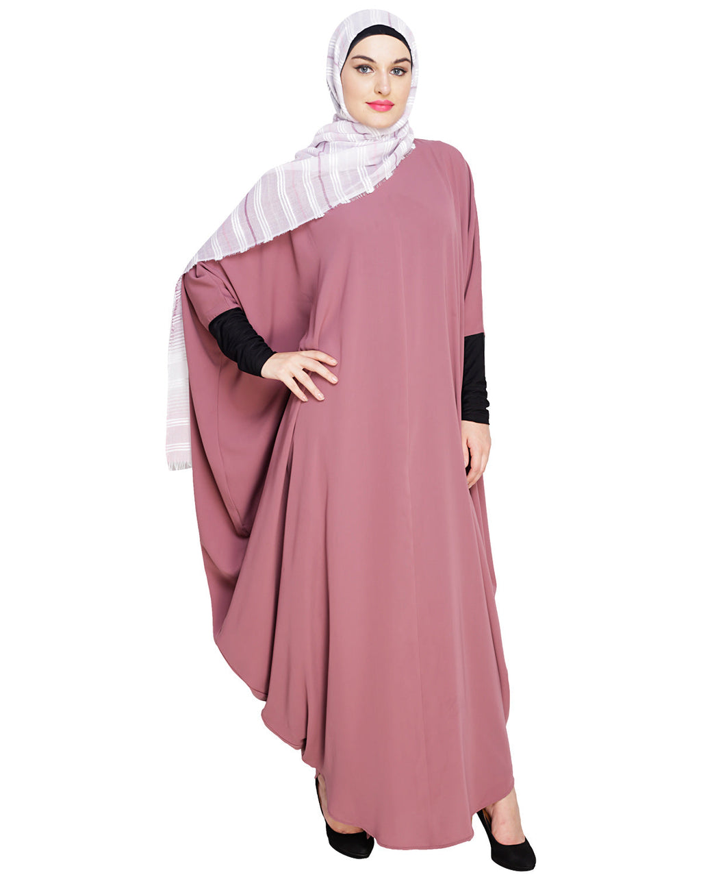 Quirky Jersy Sleeve Black Kaftan Wine