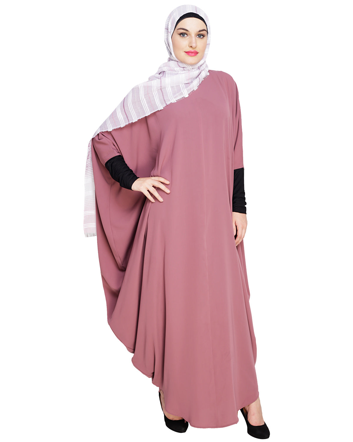Quirky Jersy Sleeve Black Kaftan Wine