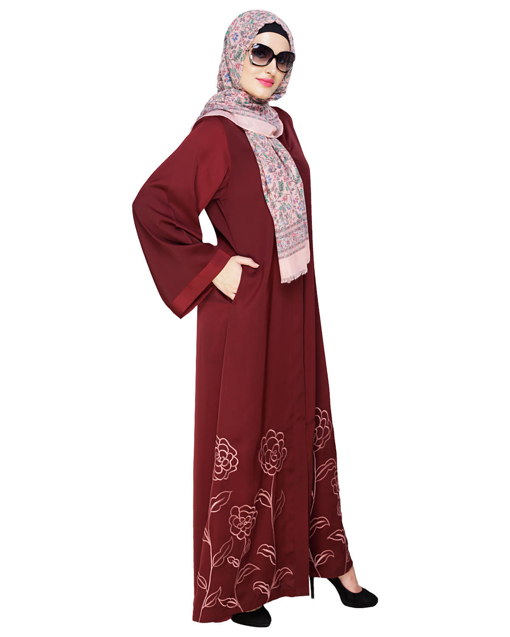 Mesmerising Dubai Style Abaya Wine