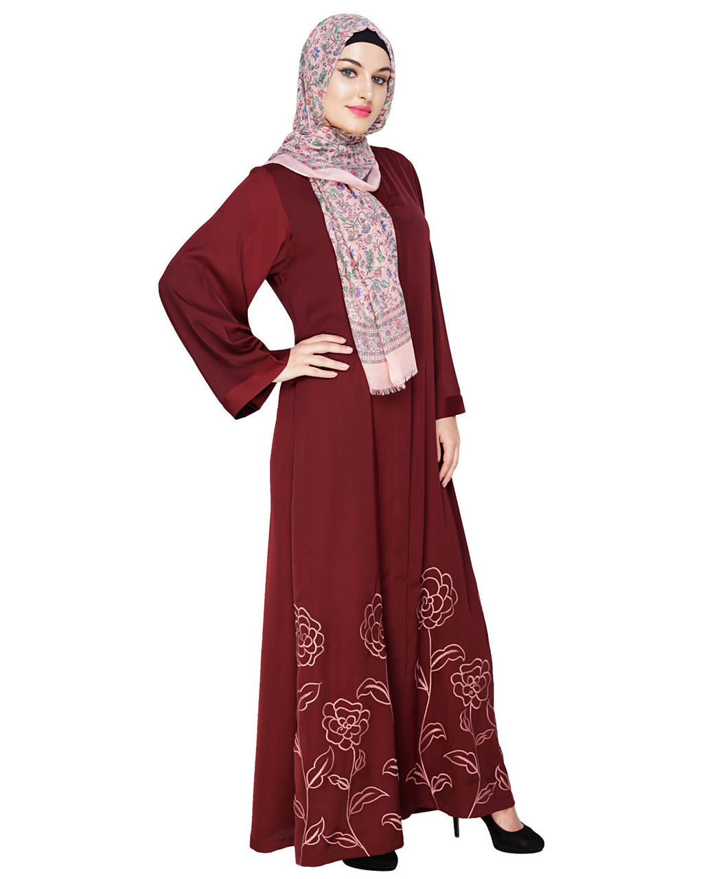 Mesmerising Dubai Style Abaya Wine