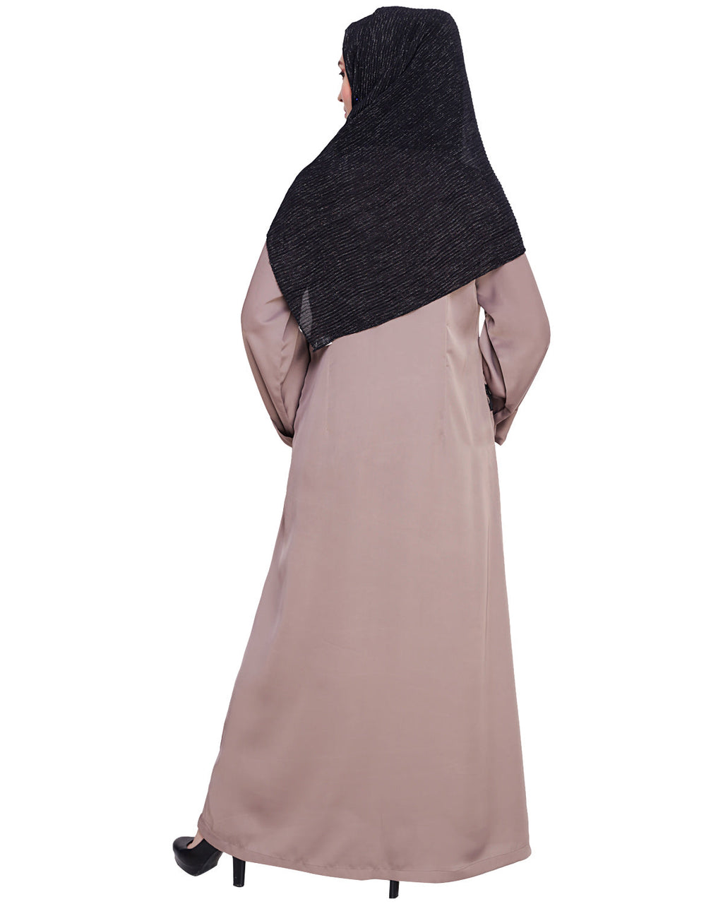 Fancy Embroidered Dubai Style Abaya Brown