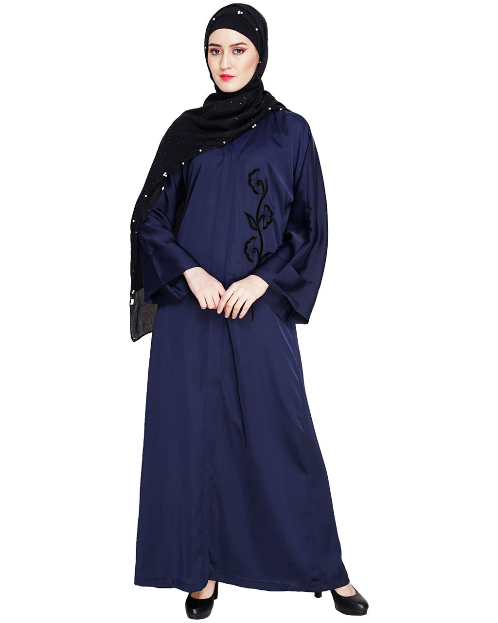 Exclusive Applique Dubai Style Abaya Blue