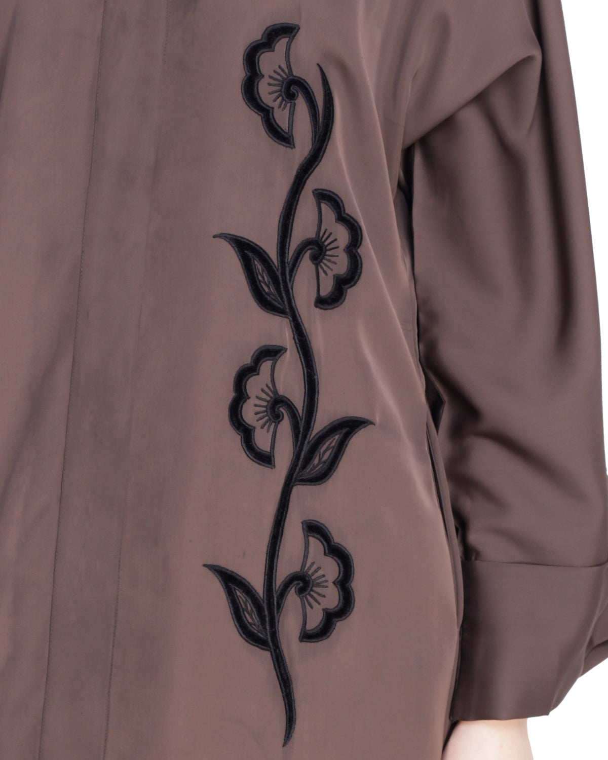 Exclusive Applique Dubai Style Abaya Oak Brown