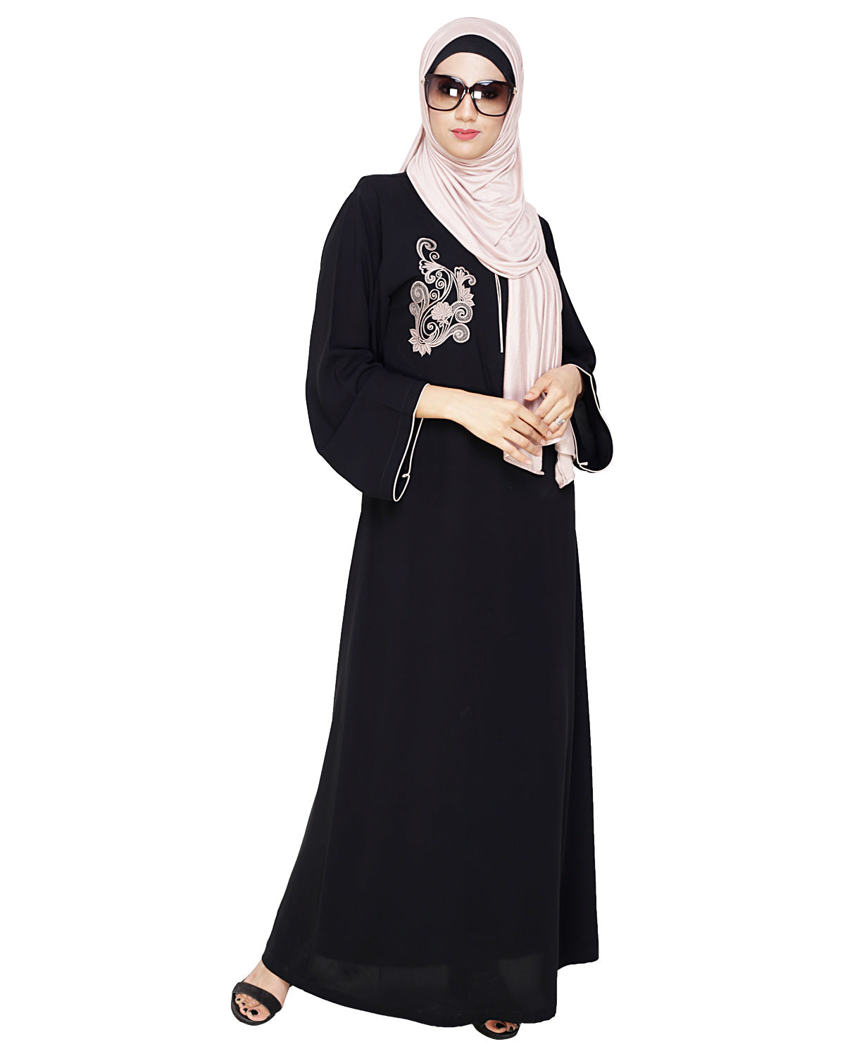 Resham Ornate Dubai Style Abaya Black