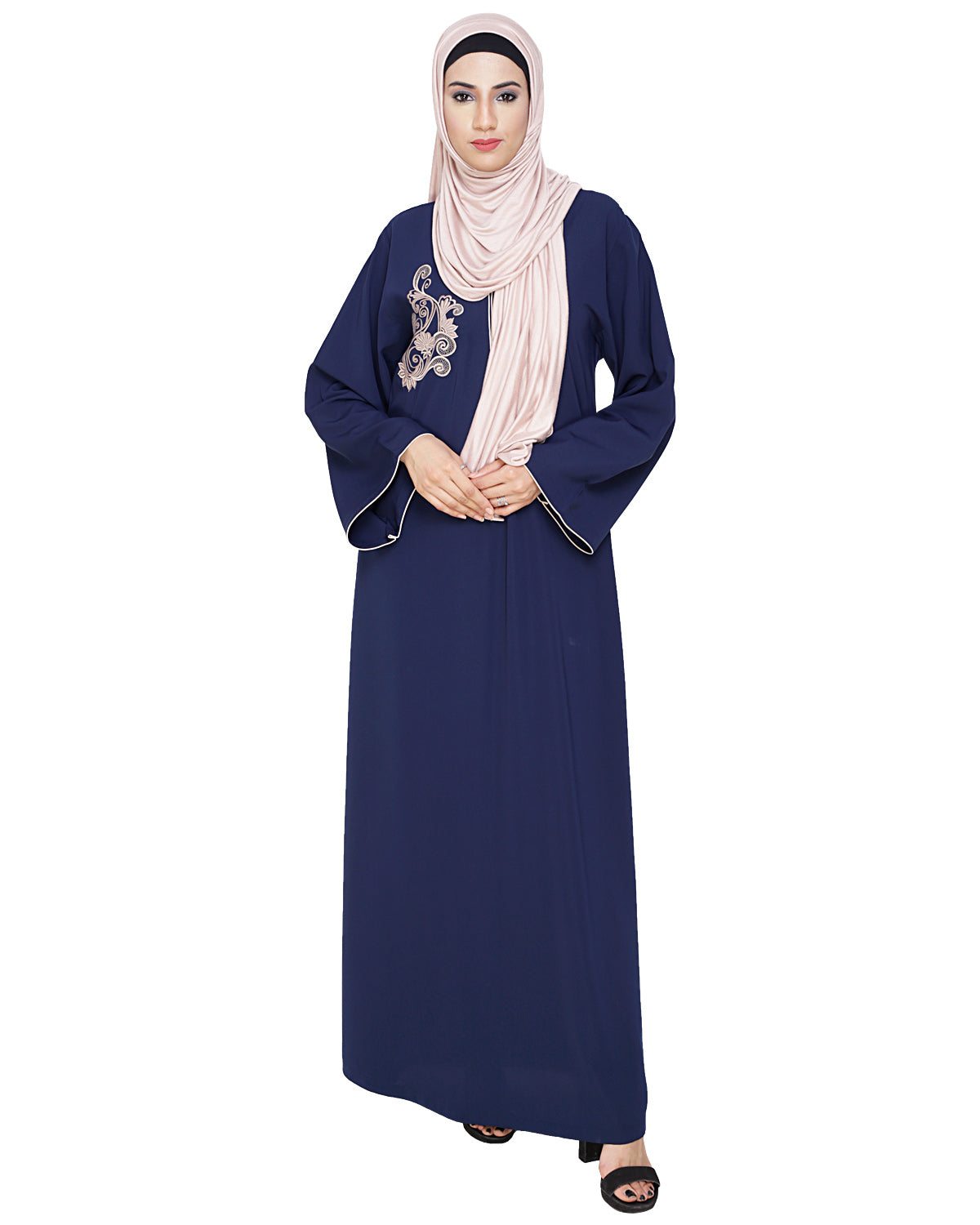 Resham Ornate Dubai Style Abaya Blue