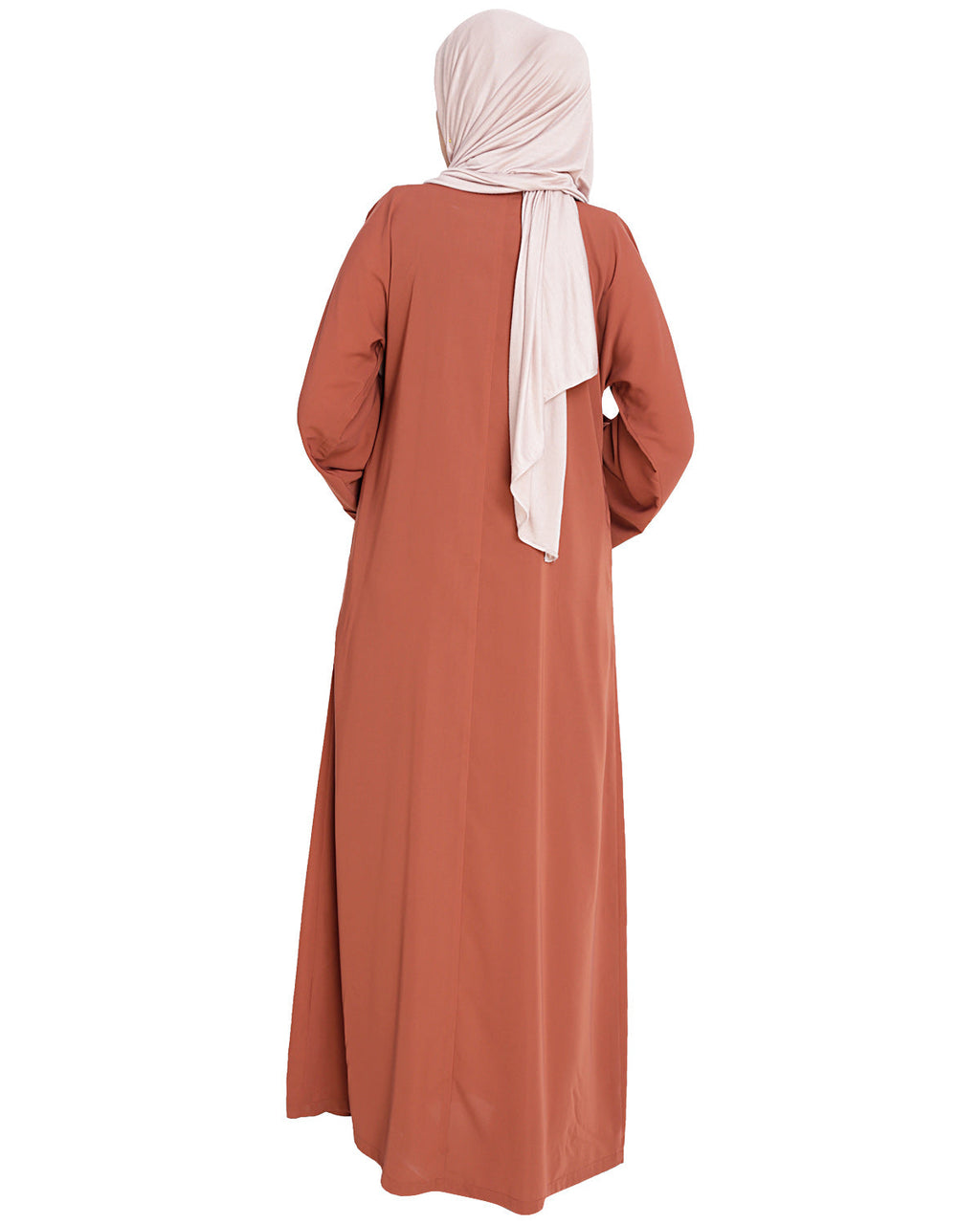 Jazzy Embroidered Dubai Style Abaya Brick Red