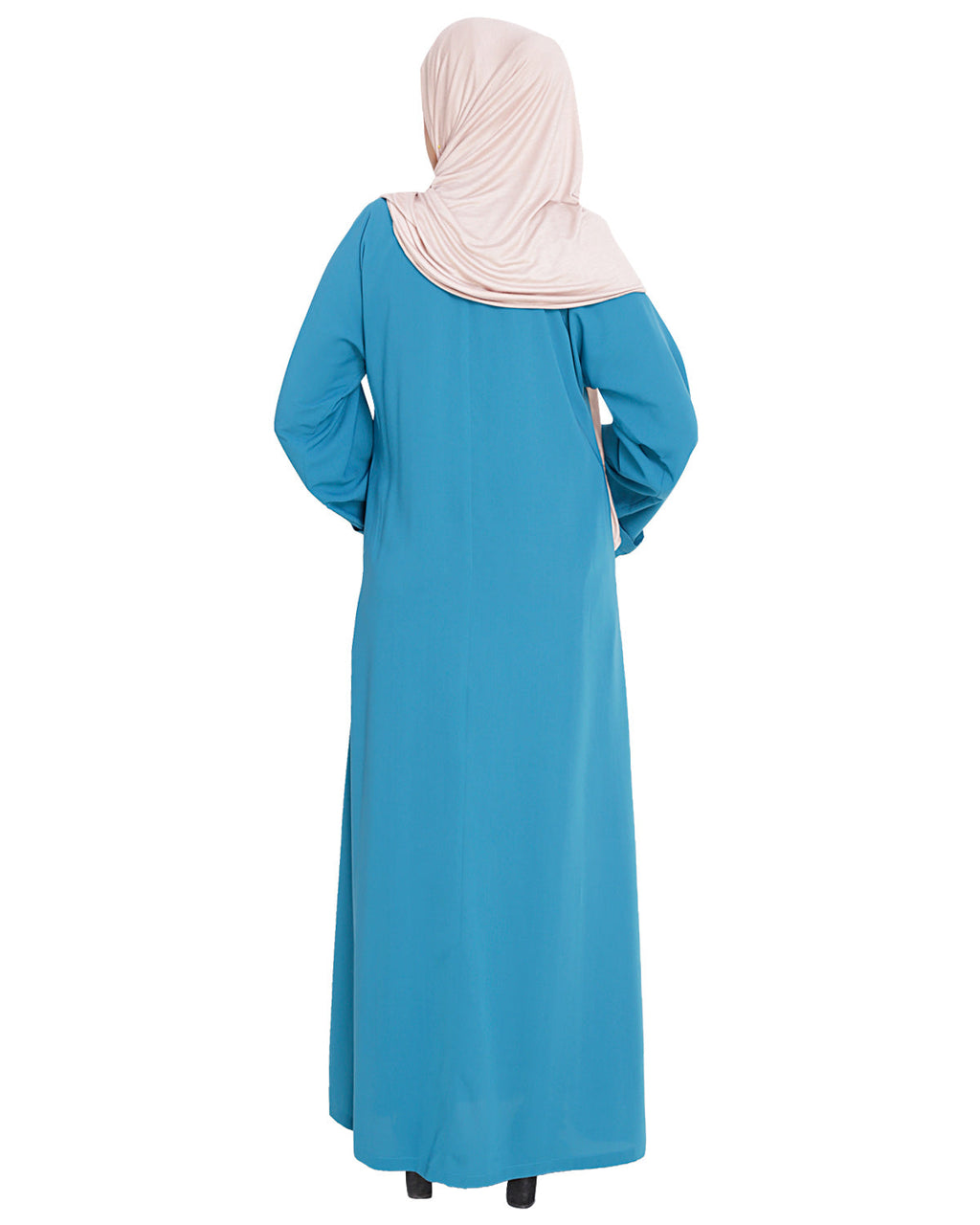 Jazzy Embroidered Dubai Style Abaya Teal Blue