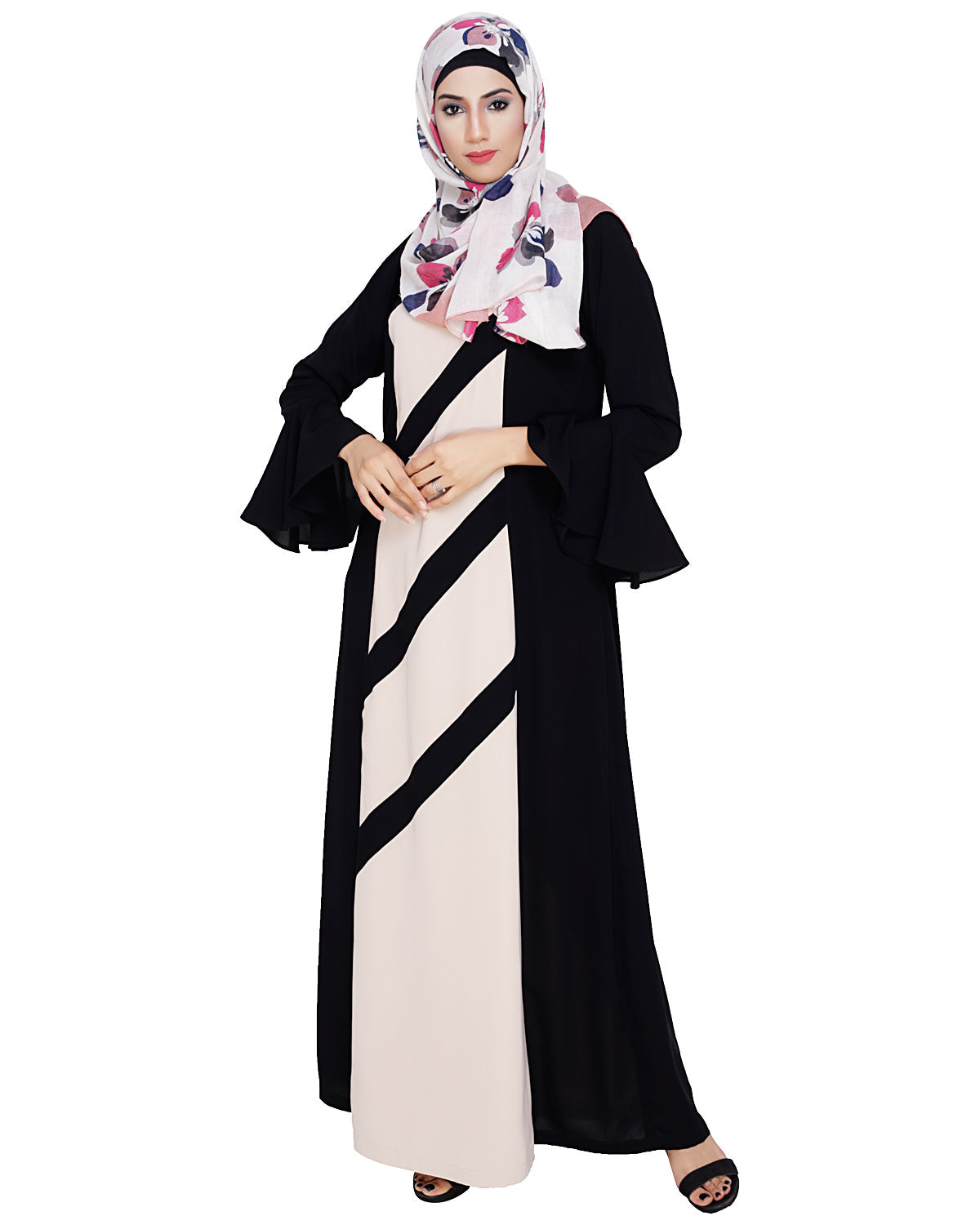 Flouncy Sleeve Dubai style Abaya Black