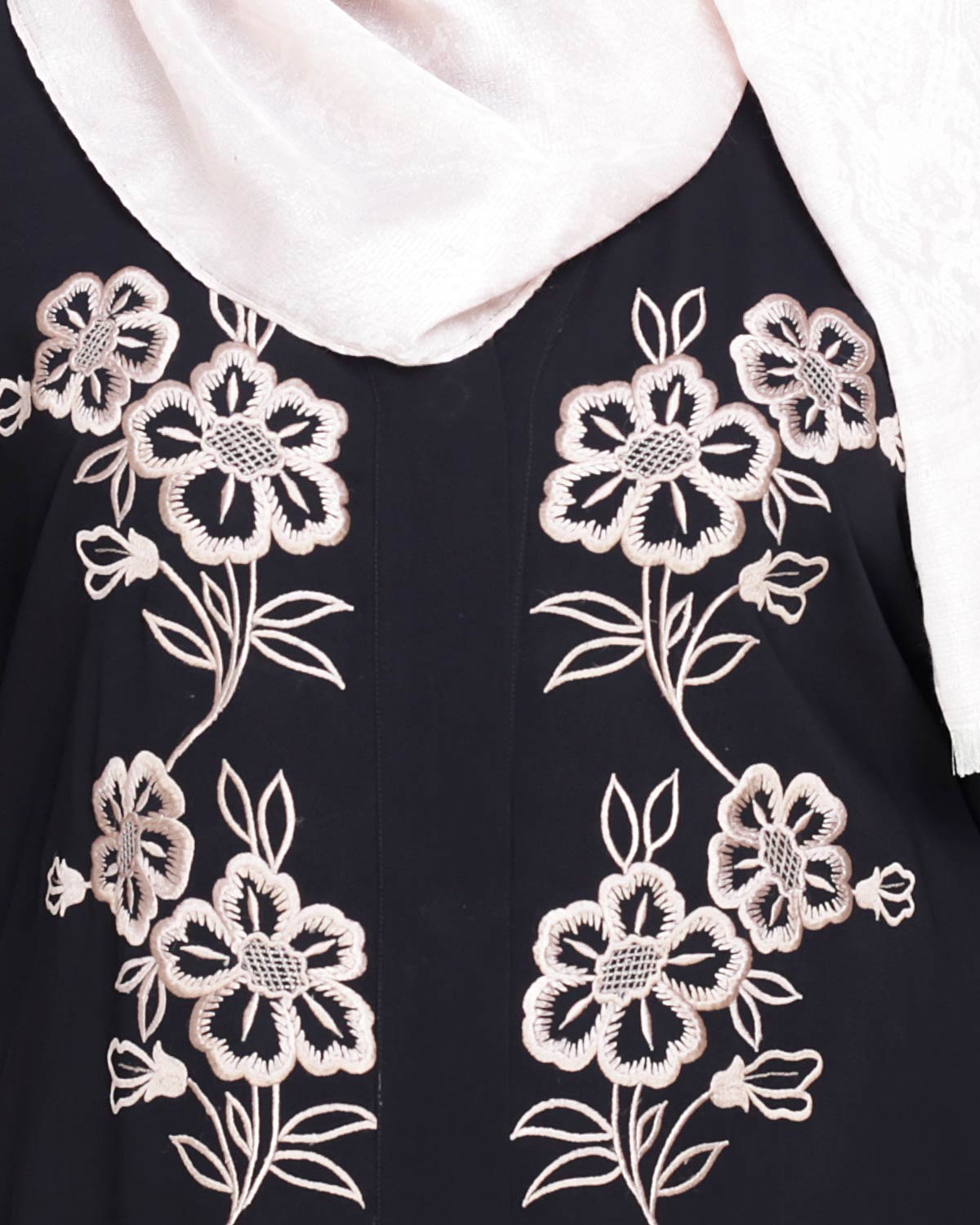 Floweret Embroidered Dubai Style Abaya Black