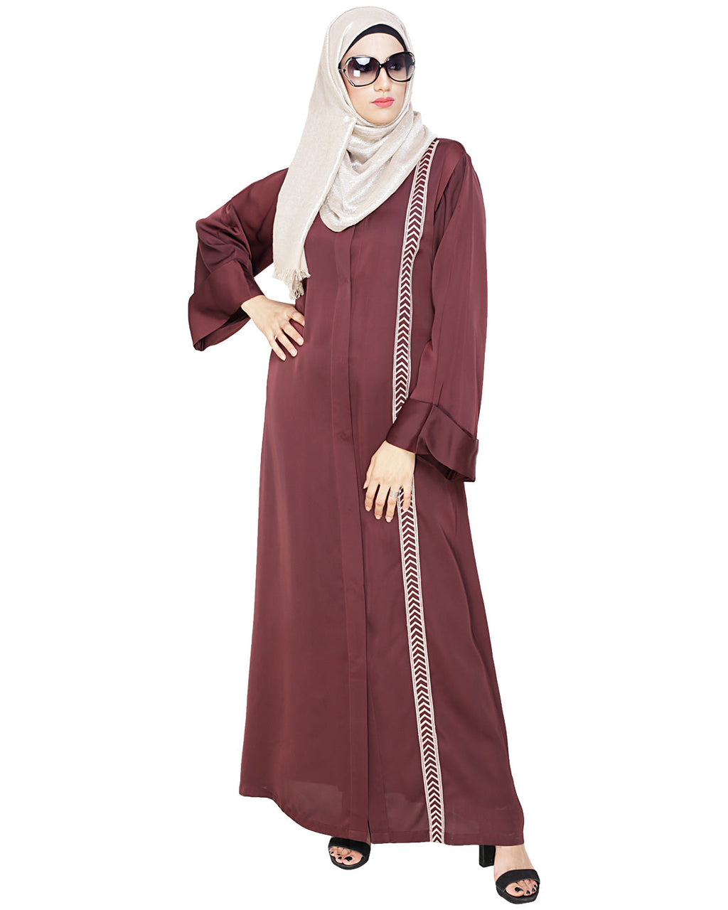 Lofty Dubai Style Abaya Deep Wine