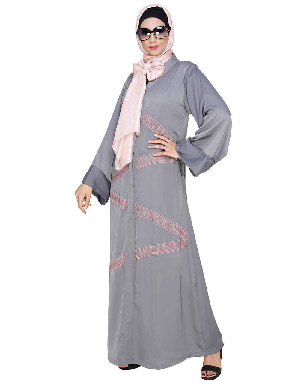 Glinty Dubai Style Abaya Grey