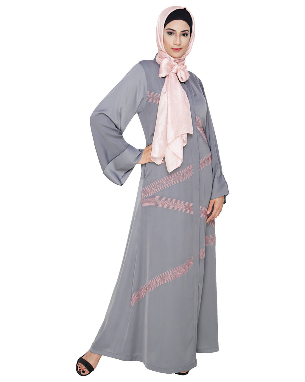 Glinty Dubai Style Abaya Grey