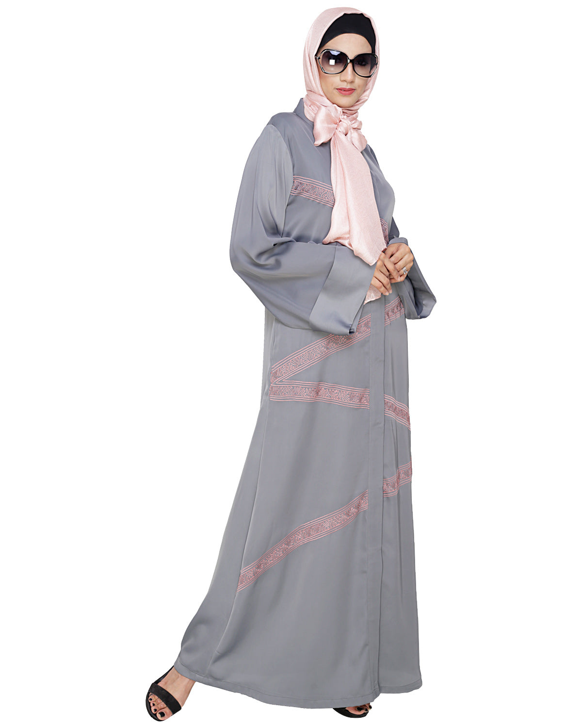 Glinty Dubai Style Abaya Grey