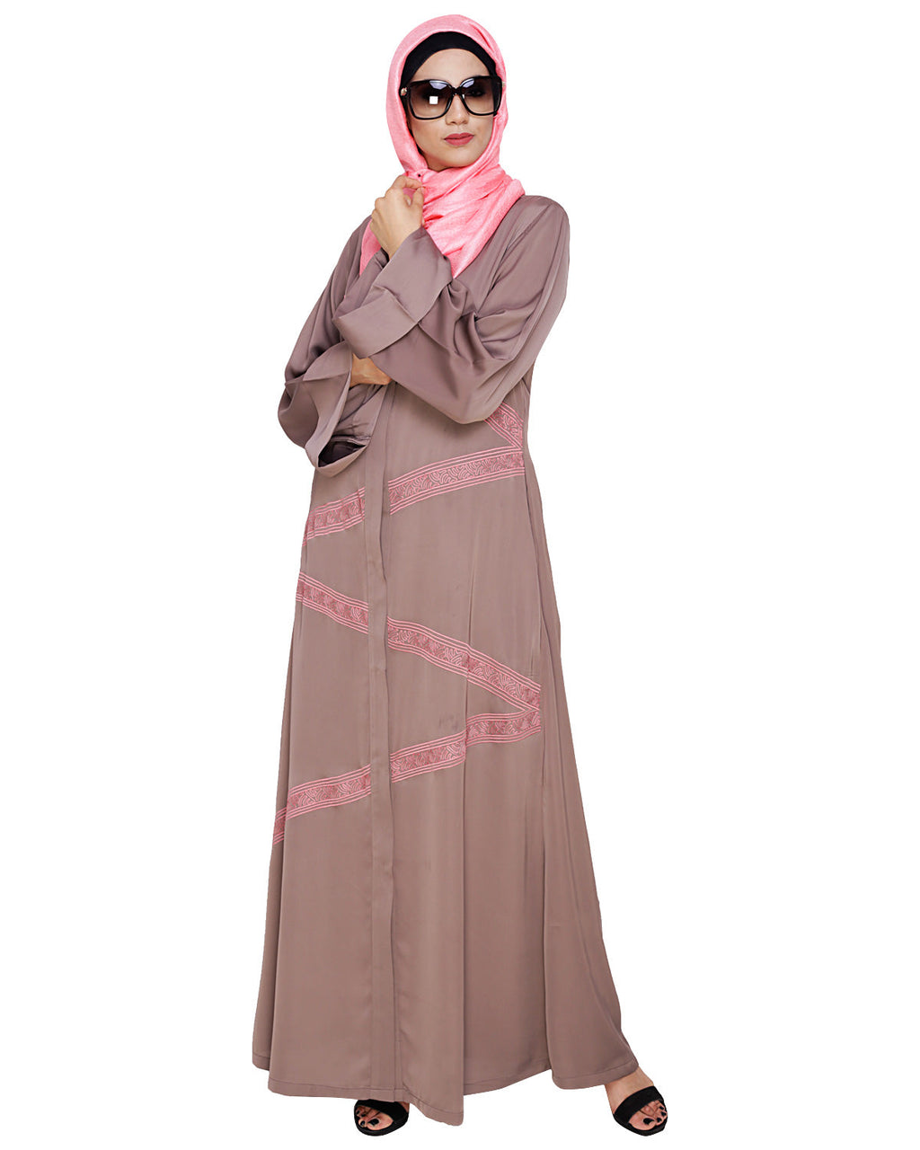 Glinty Dubai Style Abaya Umber Brown