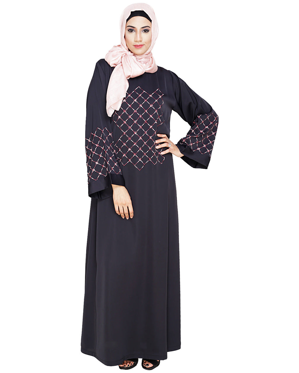 Regal Dubai Style Abaya Dark Grey