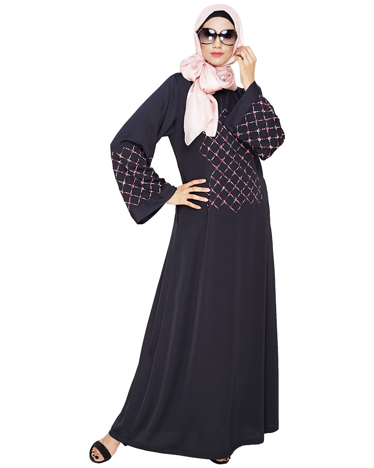 Regal Dubai Style Abaya Dark Grey