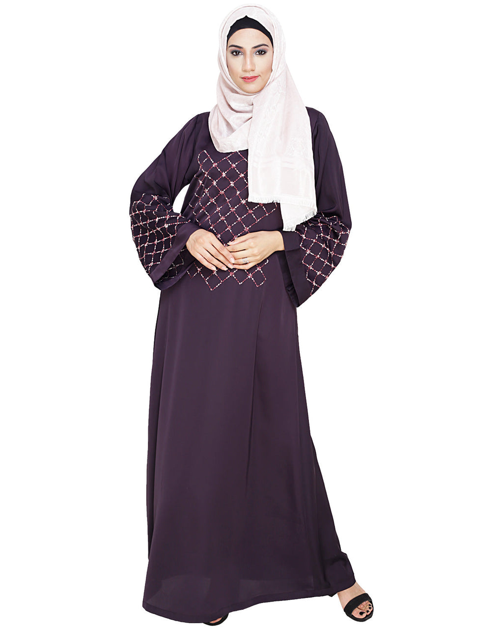 Regal Dubai Style Abaya Dark Grey