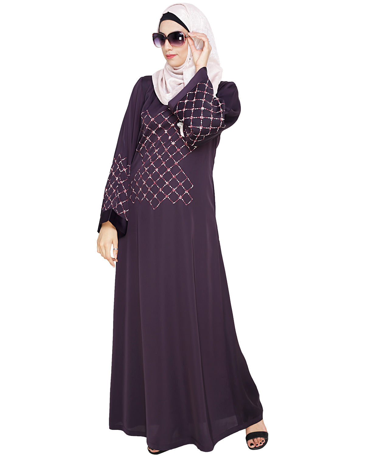 Regal Dubai Style Abaya Dark Grey