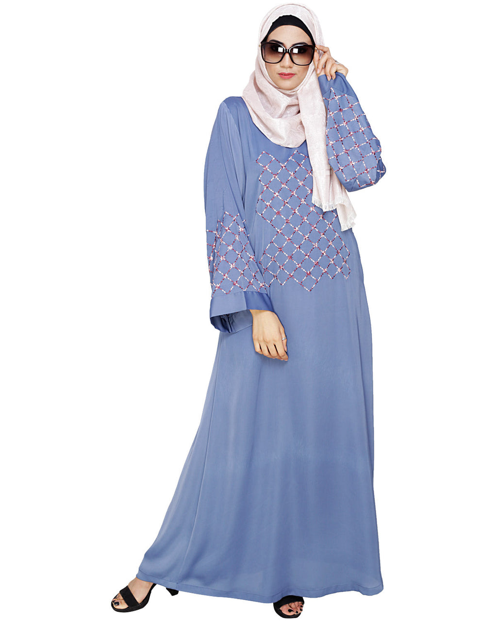 Regal Dubai Style Abaya Steel Blue